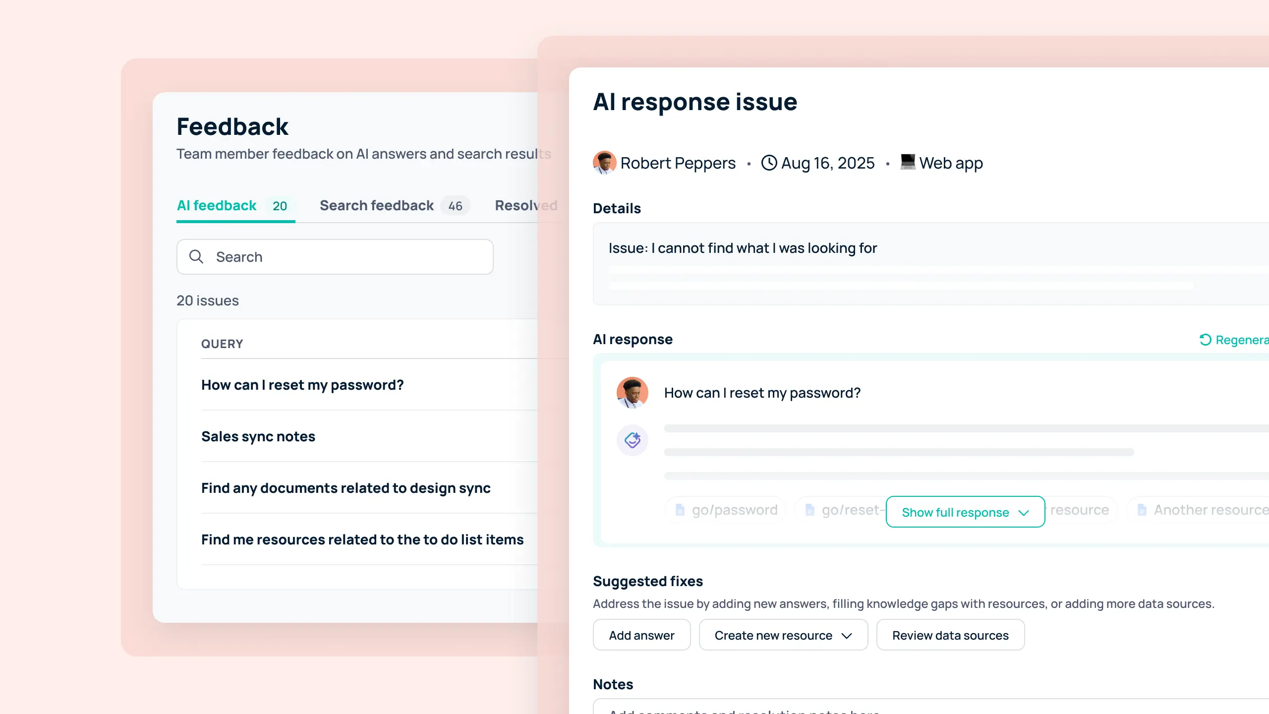 Provide and manage AI feedback in GoSearch as an admin | GoSearch AI Enterprise Search