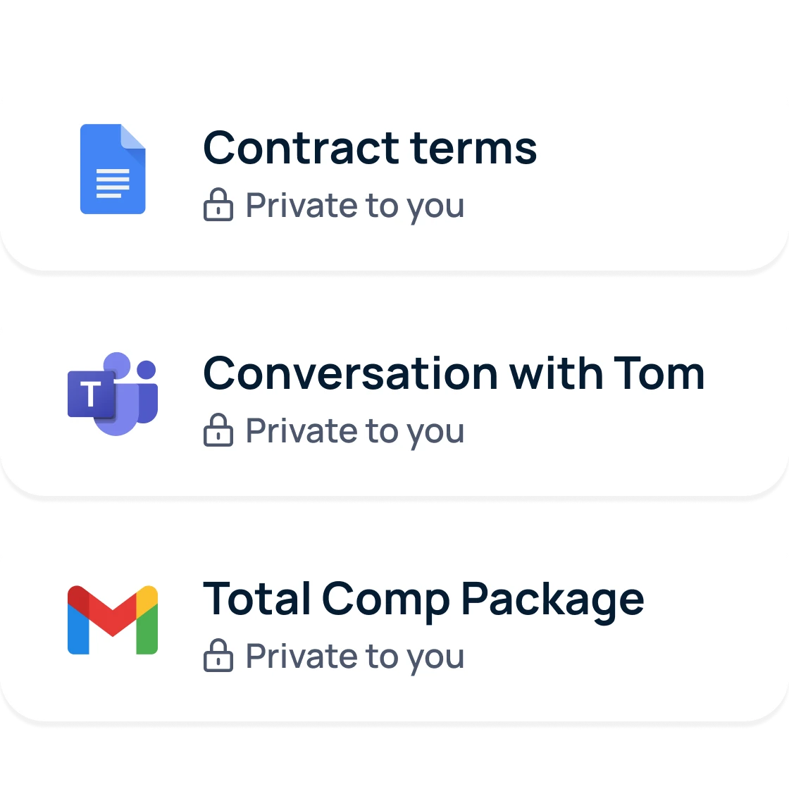 Real-time retrieval  from private files, chats, & emails